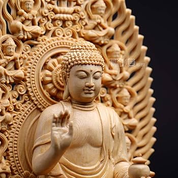 Amazon｜繁樓藝雕 仏像 薬師如来 桧木製 飛天光背 八角台座 無病